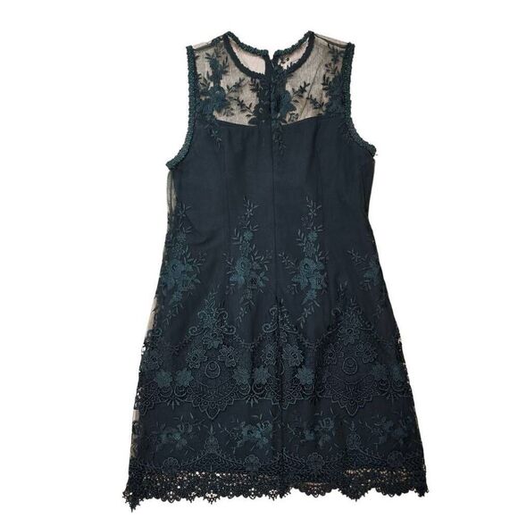 Anthropologie‎ Nanette Lepore Dress Women's 10 Green Embroidered Lace Sleeveless - Picture 5 of 8